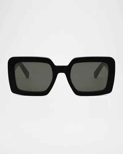 Celine Triomphe Acetate Square Sunglasses In Black