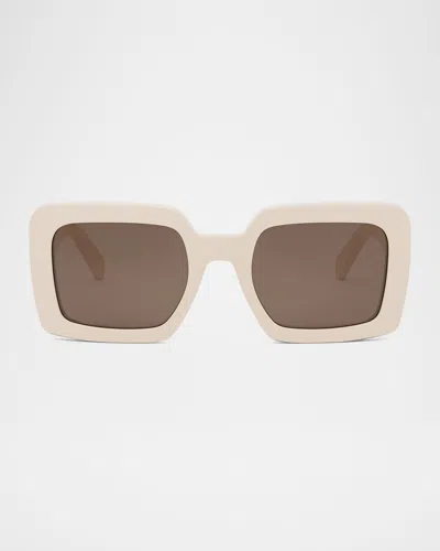 Celine Triomphe Acetate Square Sunglasses In Brown