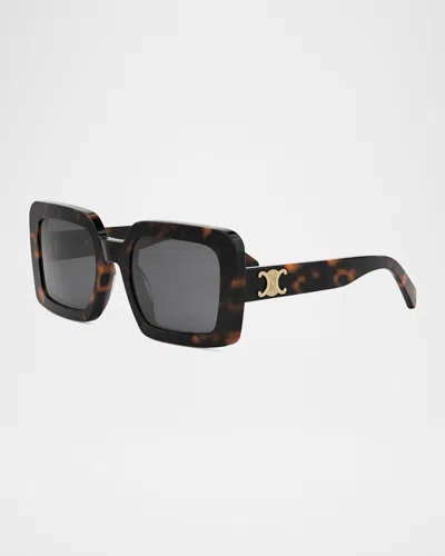 Celine Triomphe Acetate Square Sunglasses In 52a - Havana