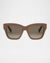 Celine Triomphe Acetate Square Sunglasses In Shiny Light Brown/brown