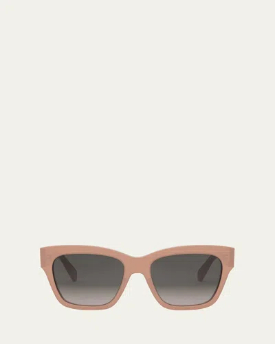 Celine Triomphe Acetate Square Sunglasses In Shiny Pink Gradient Brown