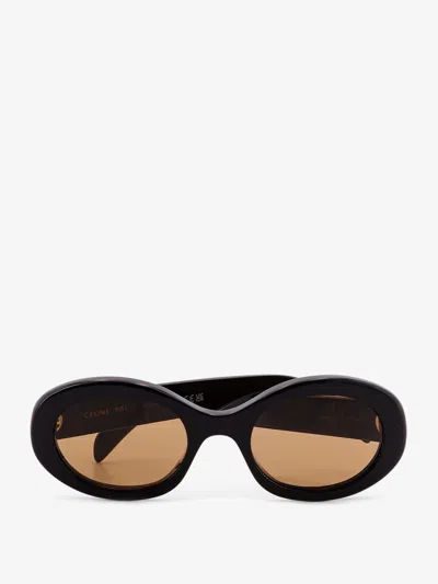 Celine Triomphe Oval-frame Acetate Sunglasses In Black