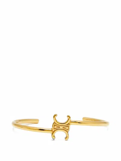 Pre-owned Celine Triomphe Asymmetric Cuff Bracelet In Gold