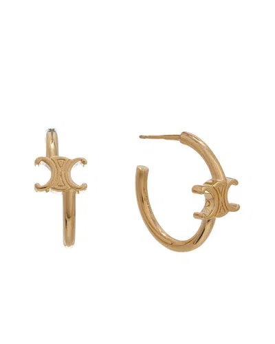 Celine Triomphe Asymmetric Hoops In Gold