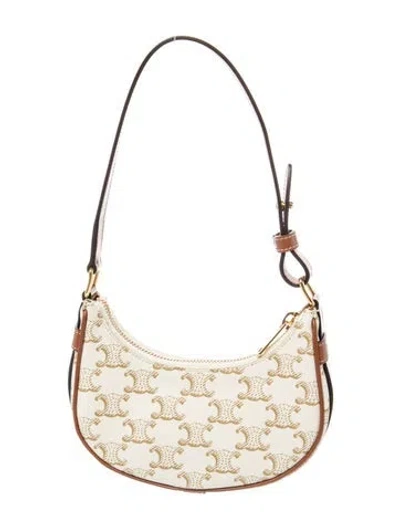 Pre-owned Celine Triomphe Ava Mini In Neutral