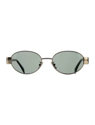 Pre-owned Celine Triomphe Aviator Sunglasses In Gold