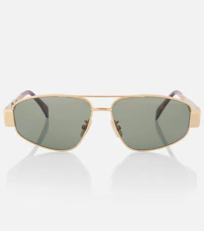 Celine Triomphe Aviator Sunglasses In Gold