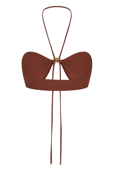 Celine Triomphe Balconette Bikini Top In Red