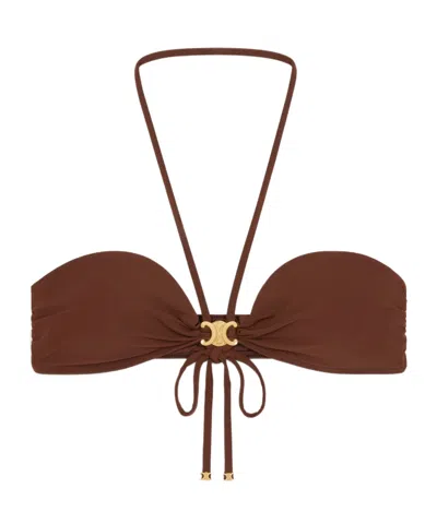 Celine Triomphe Balconette Top In Matte Jersey In Red