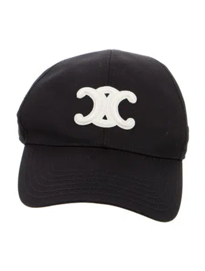 Pre-owned Celine Triomphe Baseball Cap In Black