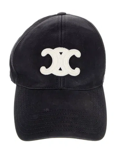 Pre-owned Celine Triomphe Baseball Cap In Black