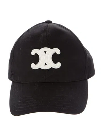 Pre-owned Celine Triomphe Baseball Cap In Black