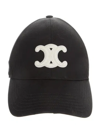 Pre-owned Celine Triomphe Baseball Cap In Black