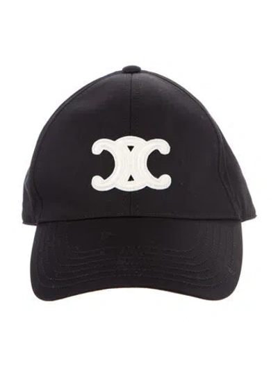 Pre-owned Celine Triomphe Baseball Cap In Black