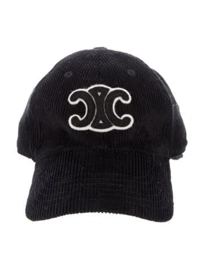 Pre-owned Celine Triomphe Baseball Cap In Black