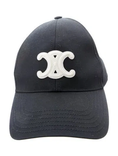 Pre-owned Celine Triomphe Baseball Cap In Black