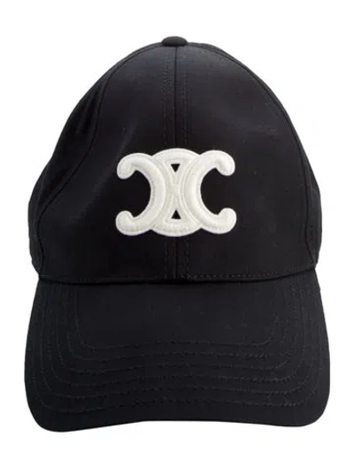Pre-owned Celine Triomphe Baseball Cap In Black