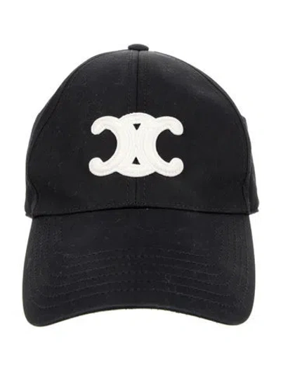 Pre-owned Celine Triomphe Baseball Cap In Black