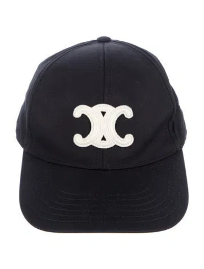 Pre-owned Celine Triomphe Baseball Cap In Black