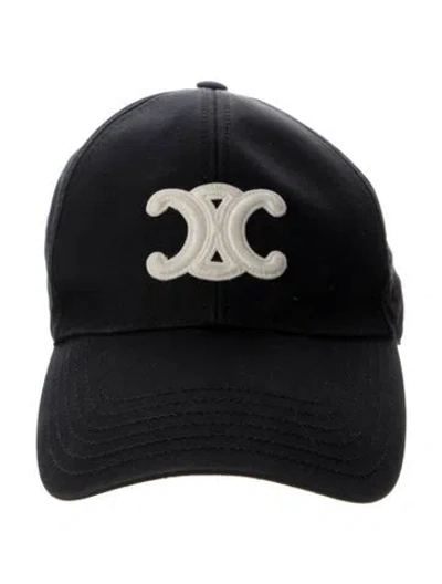 Pre-owned Celine Triomphe Baseball Cap In Black
