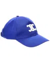 Celine Women Triomphe Baseball Cap In Blue