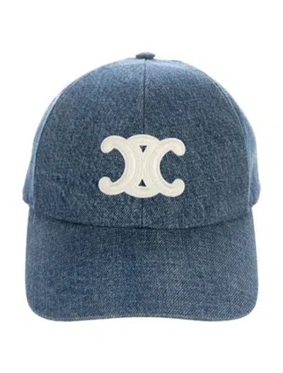 Pre-owned Celine Triomphe Baseball Cap In Blue