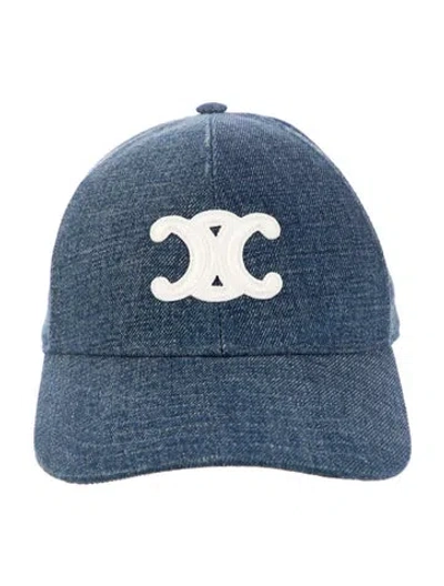 Pre-owned Celine Triomphe Baseball Cap In Blue