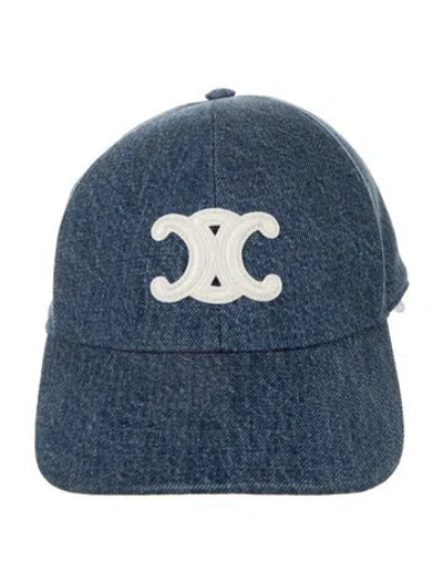 Pre-owned Celine Triomphe Baseball Cap In Blue