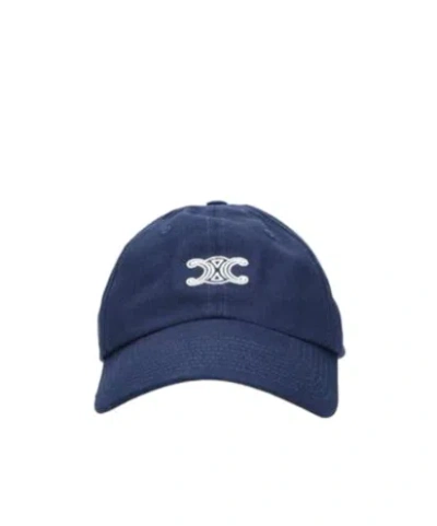 Celine Triomphe Baseball Cap In Blue