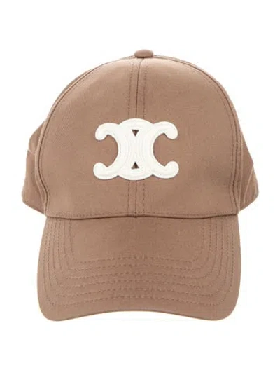 Pre-owned Celine Triomphe Baseball Cap In Brown