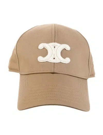 Pre-owned Celine Triomphe Baseball Cap In Brown