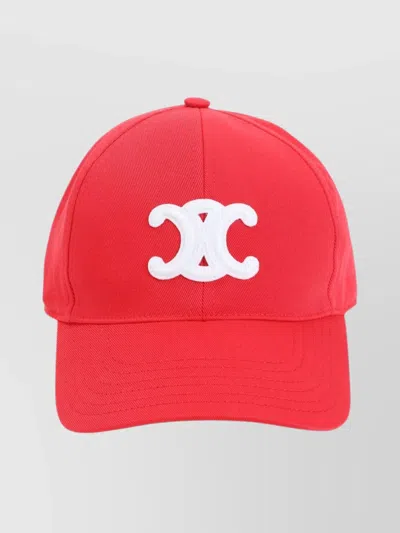 Celine Triomphe Baseball Cap Curved Brim In Red