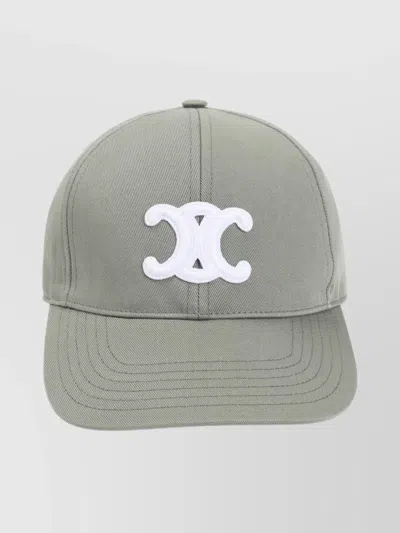 Celine Triomphe Baseball Cap Curved Brim In Gray