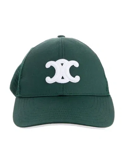 Pre-owned Celine Triomphe Baseball Cap In Green