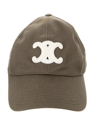 Pre-owned Celine Triomphe Baseball Cap In Green