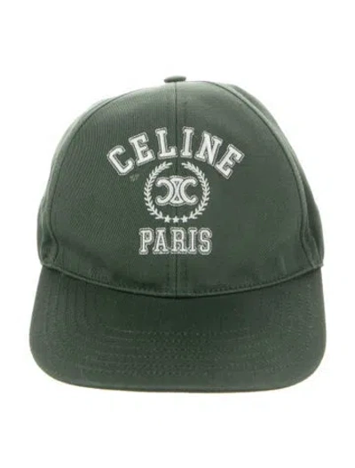 Pre-owned Celine Triomphe Baseball Cap In Green