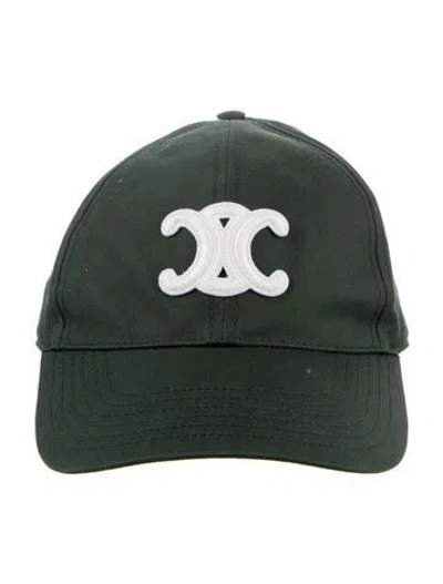 Pre-owned Celine Triomphe Baseball Cap In Green