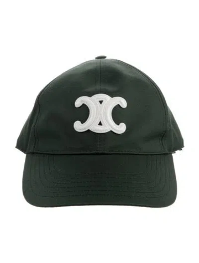 Pre-owned Celine Triomphe Baseball Cap In Green