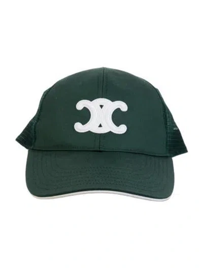 Pre-owned Celine Triomphe Baseball Cap In Green
