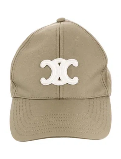 Pre-owned Celine Triomphe Baseball Cap In Green