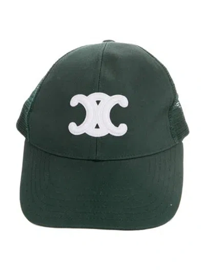Pre-owned Celine Triomphe Baseball Cap In Green
