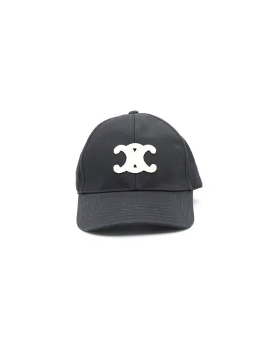 Celine Céline Triomphe Baseball Cap In Cotton In Black