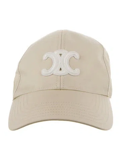 Pre-owned Celine Triomphe Baseball Cap In Neutrals/white