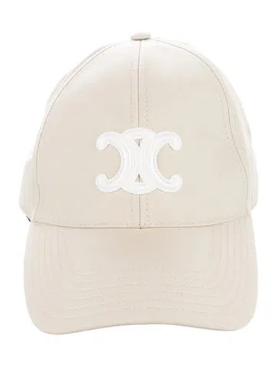 Pre-owned Celine Triomphe Baseball Cap In Neutrals/white
