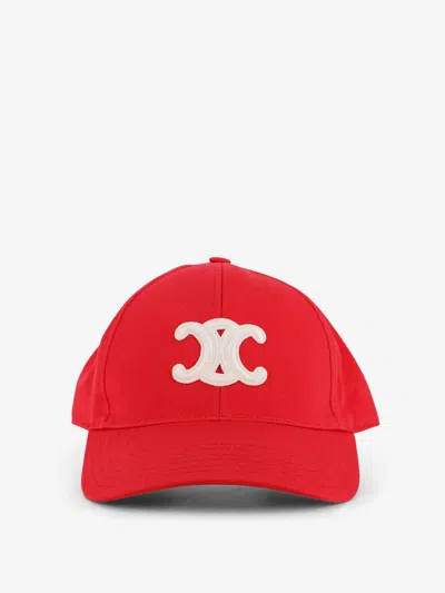 Celine Triomphe Baseball Cap In Red