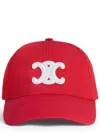 Celine Bright Red Cotton Triomphe Baseball Hat In Purple
