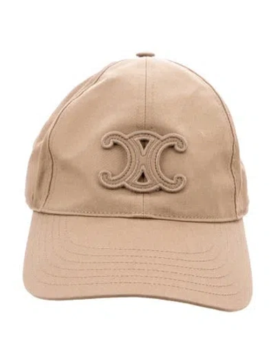 Pre-owned Celine Triomphe Baseball Cap W/tags In Brown