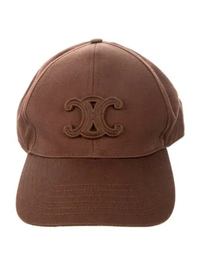 Pre-owned Celine Triomphe Baseball Cap W/tags In Brown