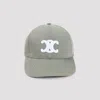Celine Sauge Cotton Triomphe Baseball Hat In Green