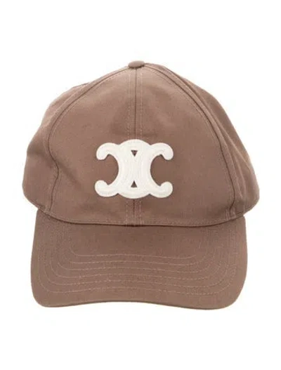 Pre-owned Celine Triomphe Baseball Hat In Brown